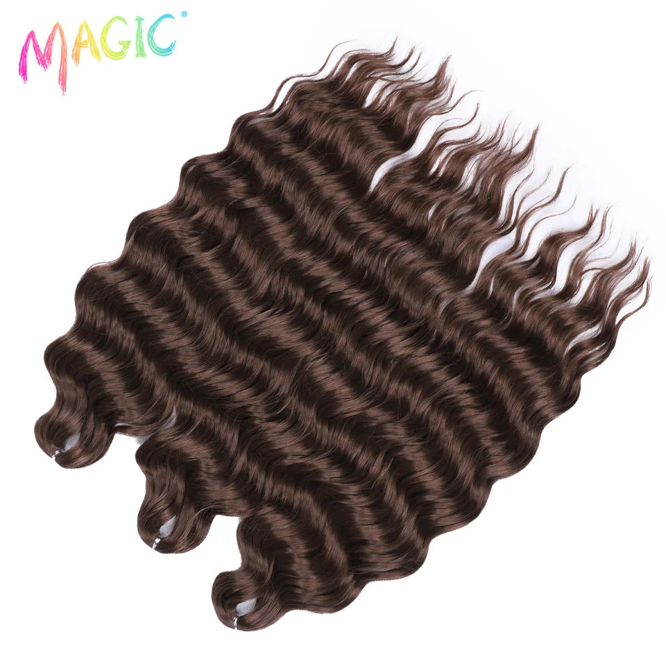 Magic Hair Synthetic Loose Deep Wave Braiding Hair Extensions 24 Inch Water Wave Braid Hair Ombre Blonde Twist Crochet Curly Hai