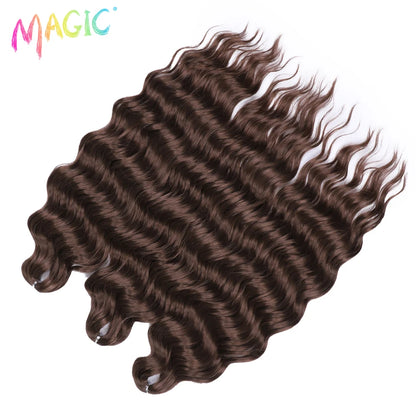 Magic Hair Synthetic Loose Deep Wave Braiding Hair Extensions 24 Inch Water Wave Braid Hair Ombre Blonde Twist Crochet Curly Hai