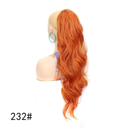 Ponytail Extension 24Inch Long Natural Wavy Drawstring Pony tail for Women Synthetic Heat Resistant Hairpiece for Daily Use part