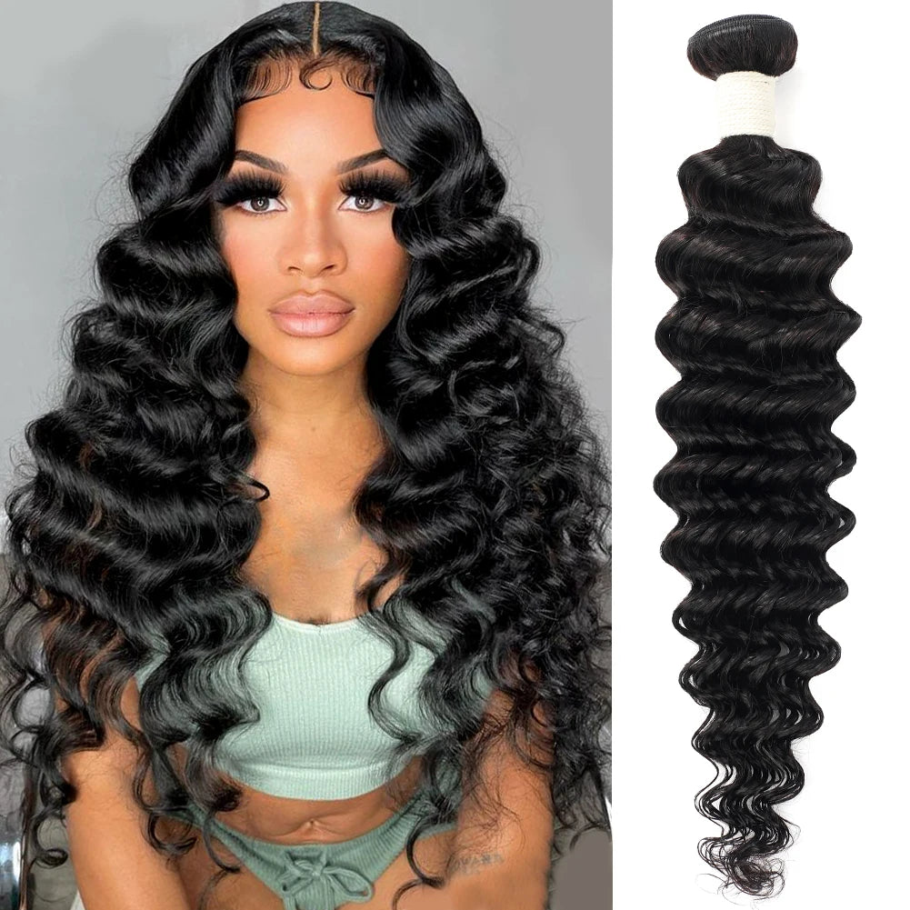 Deep Wave Human Hair Bundles 24 26 Inch 3 PCS Bundles Raw Hair 100% Human Hair Brazilian Hair Bundle Weaving Extensions