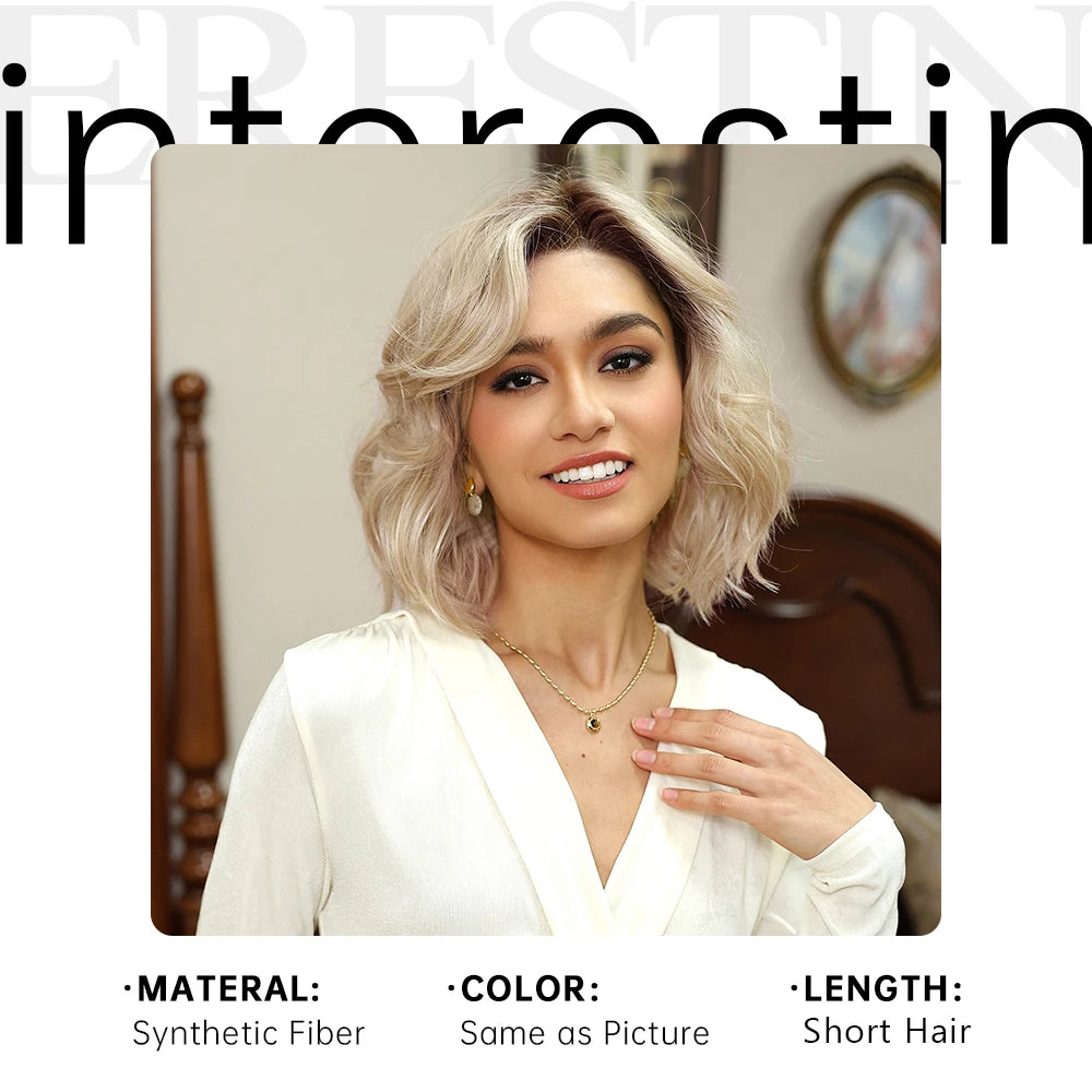 MONO Lace Hair 100% FUTURE Fiber Blonde Pixie Cut Wigs Breathable Mono Lace Front Synthetic Wig Daily Use Heat Resistant Fiber