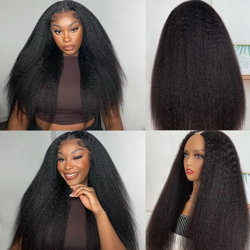 Synthetic 10-30inch Kinky Straight U Part Wig V Part Wig Yaki Straight Wigs for Women Daily Use