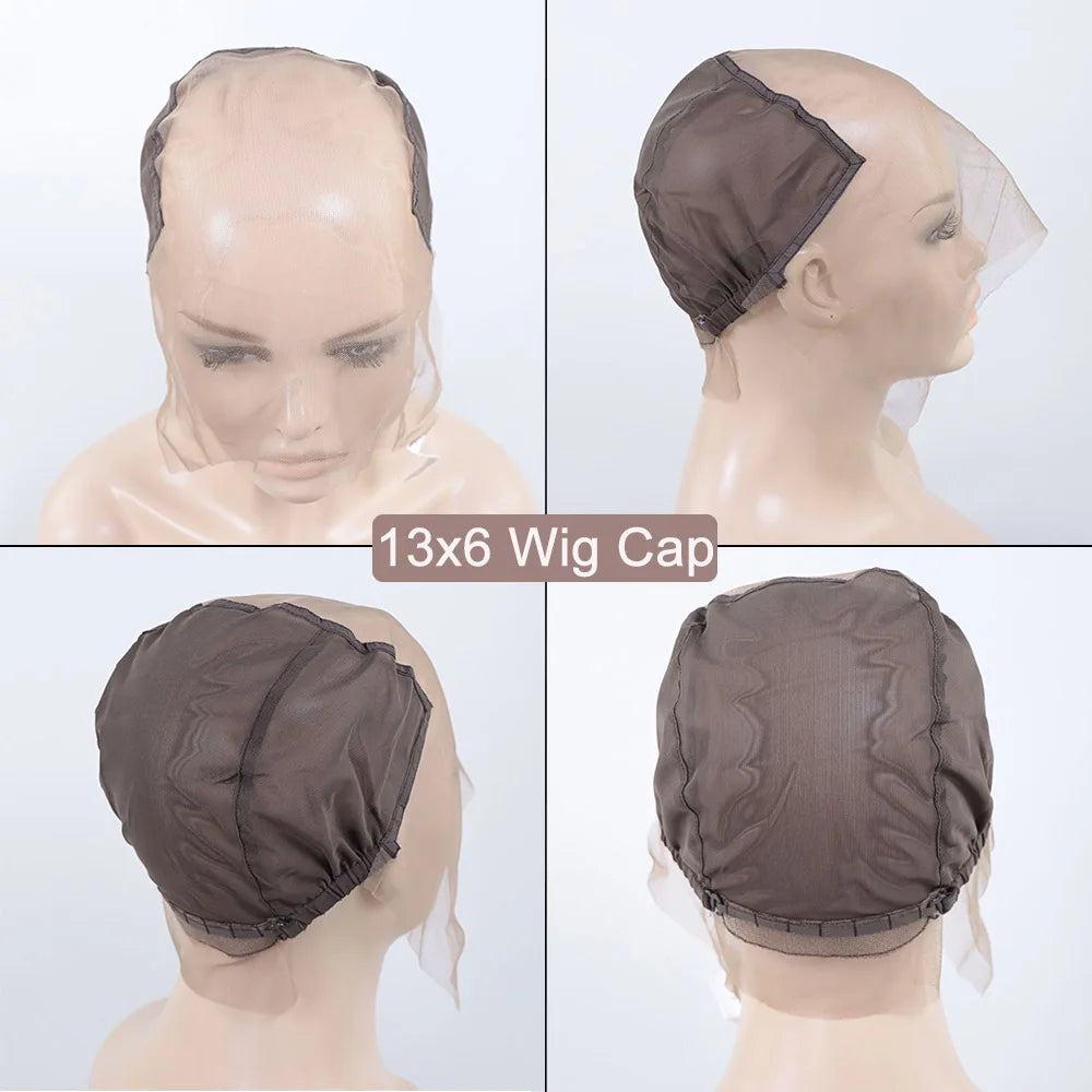 Lace Front Wig Cap For Making Wigs 13x4 13x6 Light Brown Full Lace Wig Cap Glueless Lace Net Cap Accessories 360 U Part Wig Cap