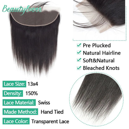 4X4 5X5 6X6 Closure 13X4 Lace Frontal Only Transparent Lace Closure 8-26inch Brazilian Straight Lace Frontal Sale For Women