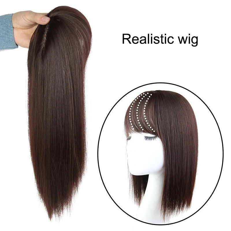 25cm Wig Piece Straight Hair Toppers Hairpiece Anti-Slip Clip In Women Bangs Fringe Natural Hair Extensions Wig