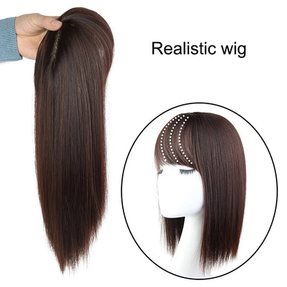 25cm Wig Piece Straight Hair Toppers Hairpiece Anti-Slip Clip In Women Bangs Fringe Natural Hair Extensions Wig