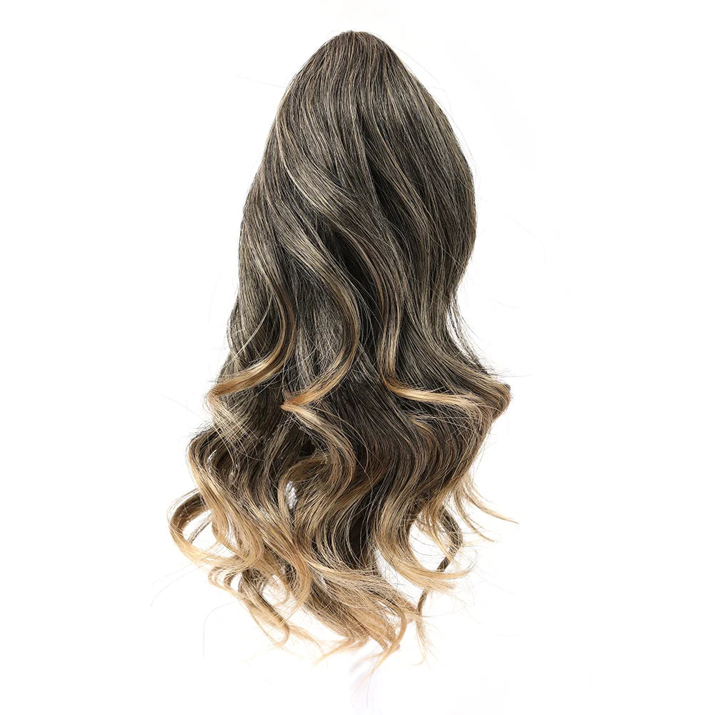 Ponytail Extension Synthetic Hair 10" Claw Clip in Short Curly Wavy Ponytail Hairpiece for Women Girls Daily Use
