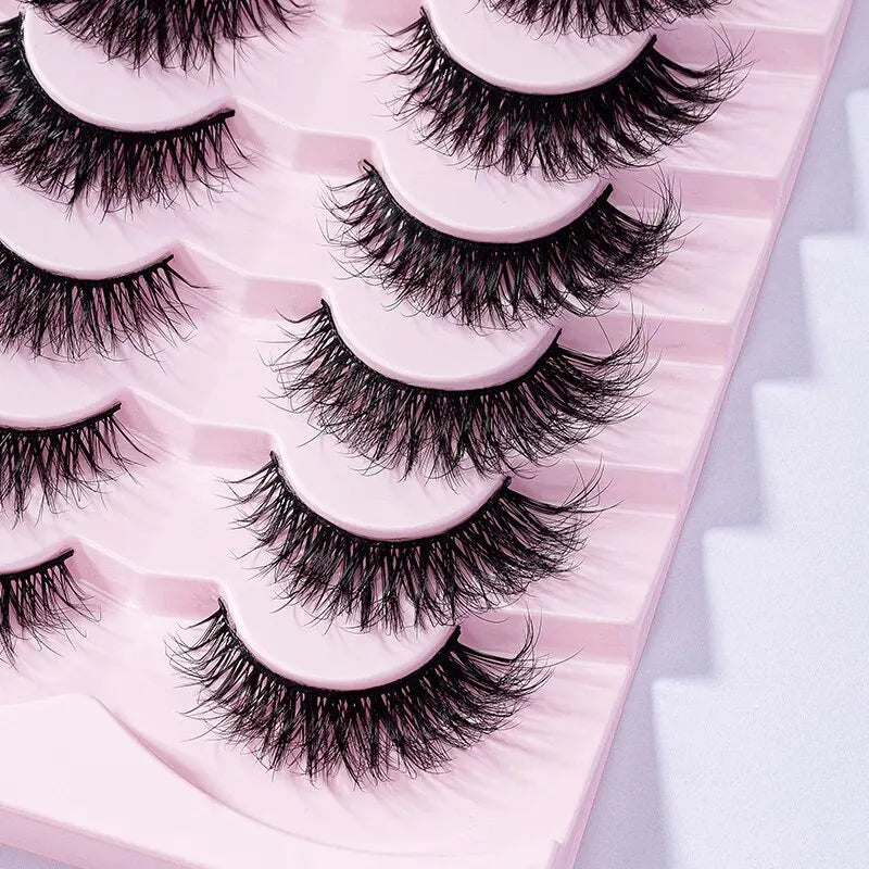 7 Pairs Pack 3D Wispy Cat Eye Fake Lashes Natural Look