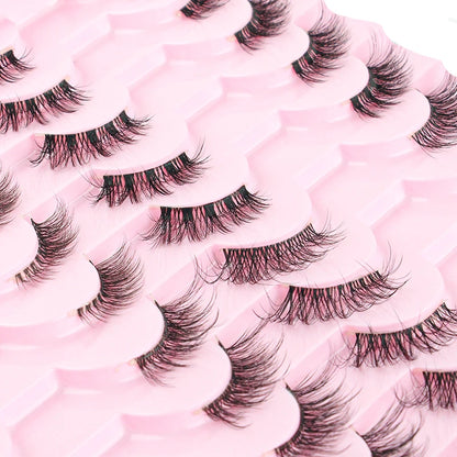 Cat Eye Lash 3/5/10 Pairs Half Lashes Natural Long False Eyelashes Wispy 3D Mink Lashes Volume Faux Cilios Extension Makeup Tool