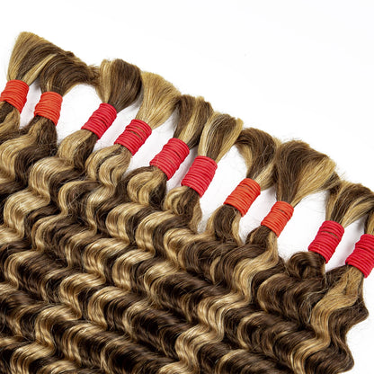 Deep Wave Bulk Human Hair for Boho Braids No Weft 100% Virgin Human Hair Bulk for Braiding Curly Extension Bundles for Women