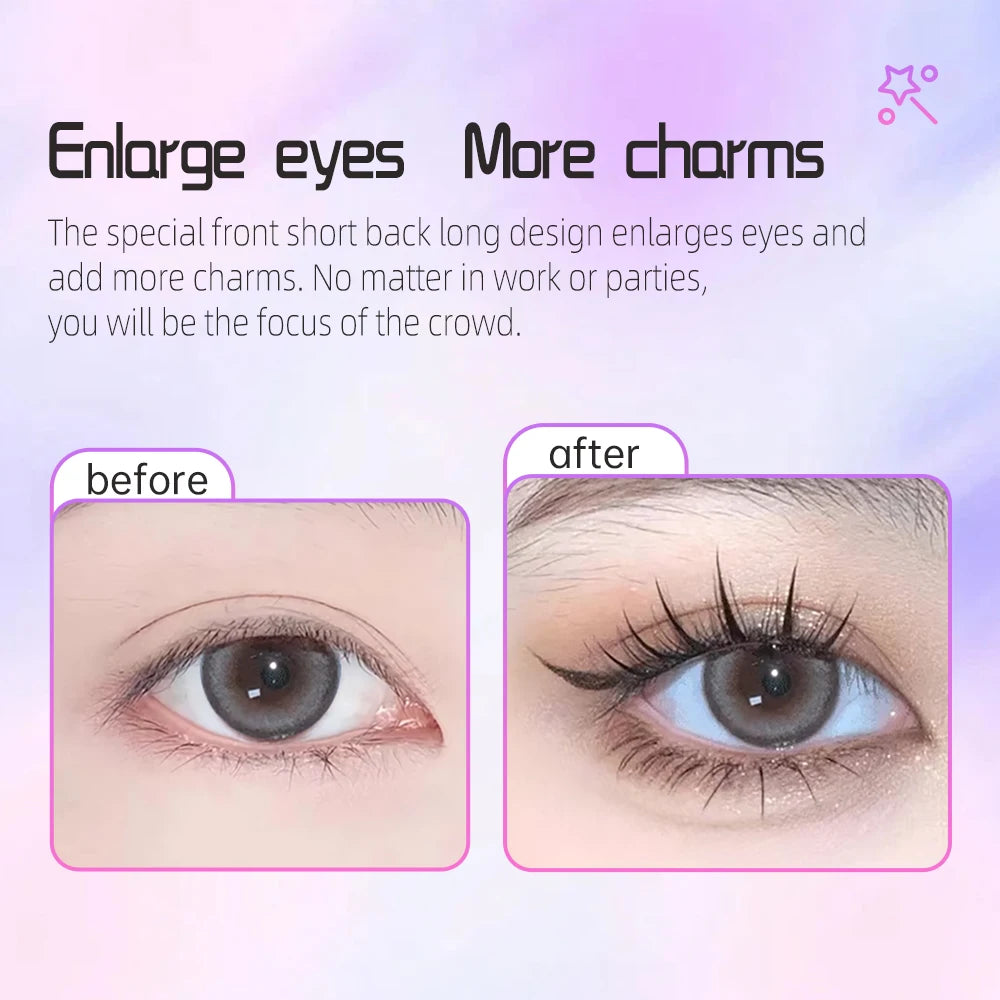 Yelix Manga Lashes With Clear Band Natural Eyelashes Spiky Asiatic Eye Soft Wispy Lashes 2024 Girl Group False Lashes