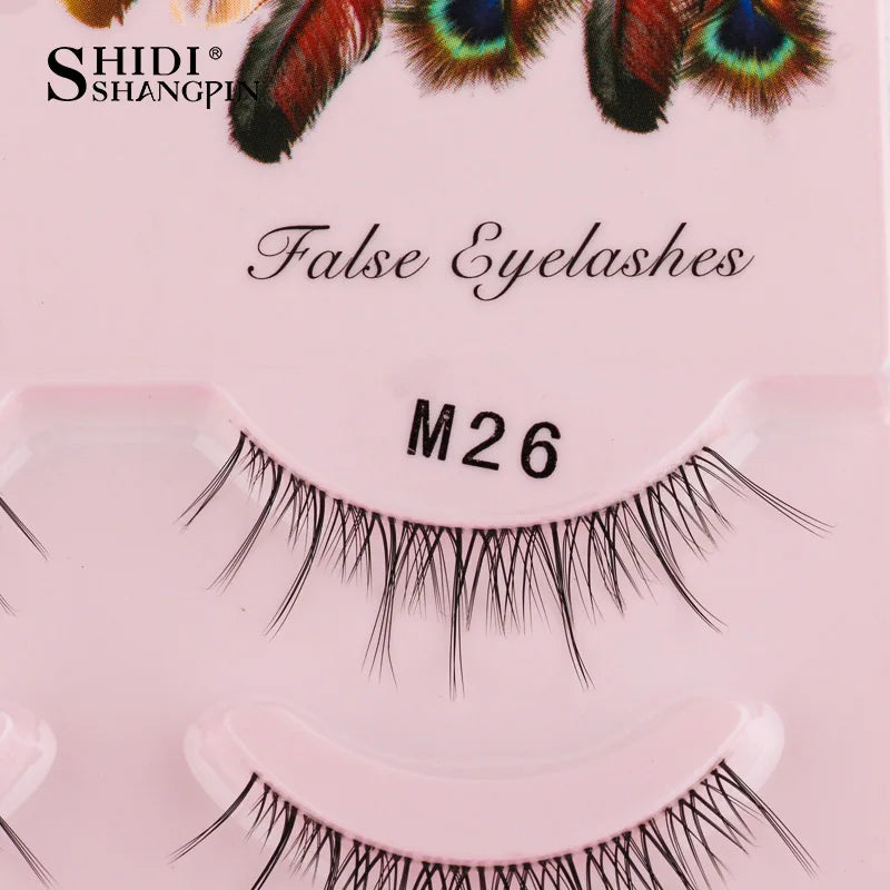 Manga Lashes 5 Pairs Anime Cosplay Faux Mink Lashes Korean Natural short Full Strip Lashes Clear Band Soft Eyelashes Extension