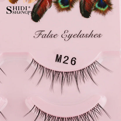 Manga Lashes 5 Pairs Anime Cosplay Faux Mink Lashes Korean Natural short Full Strip Lashes Clear Band Soft Eyelashes Extension