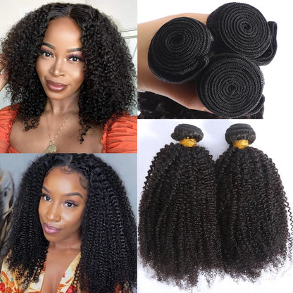 Raw Indian Afro Kinky Curly Human Hair Bundles 4B 4C Natural Virgin Curly 100% Soft Human Hair Weave Bundle Hair Extension Weft