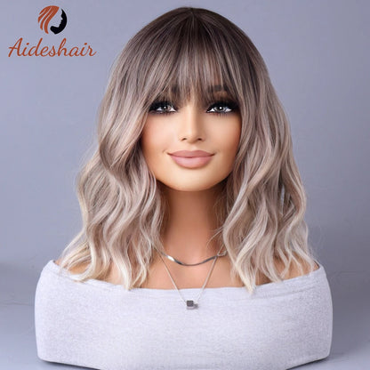 Synthetic wig 2023 New Internet celebrity style with fringe gradually light gray wigs European and American