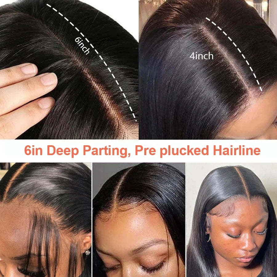 100% Real HD Lace Closure 2x6 Deep Parting HD Lace Human Hair Closures Straight Hair Pre Plucked Body Wave HD Lace Closure Only