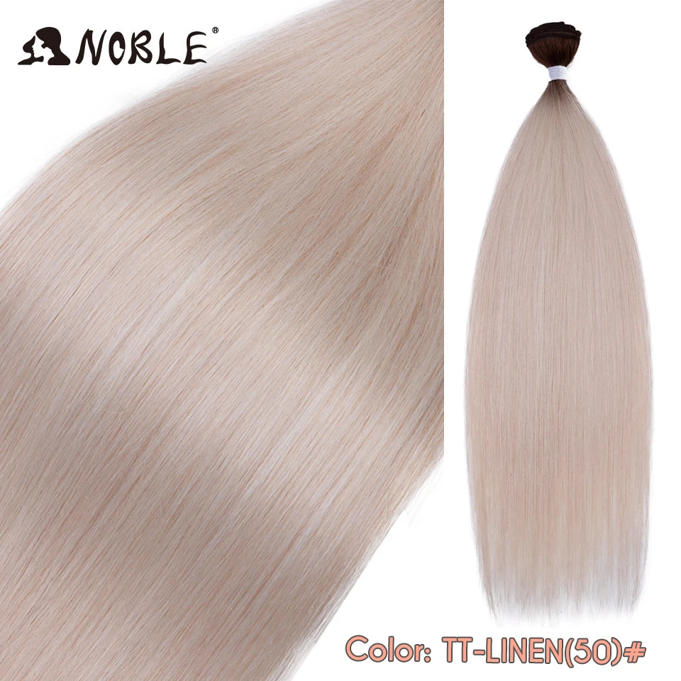 Straight Hair Extensions Bundles With Frontal Closure Synthetic Hair Bundles Salon Natural Hair Yaki Straight High Temperature