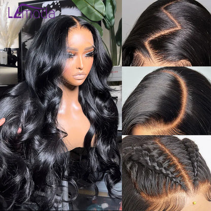 13x6 Lace Full Frontal Wigs Human Hair Body Wave 250% Density Brazilian Virgin Hair Preplucked Transparent Lace 13x4 Frontal Wig