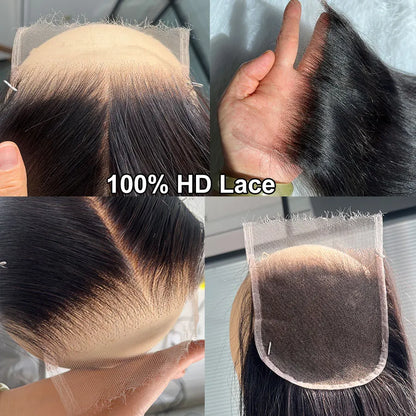7x7 6x6 5x5 HD Lace Closure Pre Plucked Full 13x4 13x6 HD Lace Frontal Only Small Knots HD Lace Melt Skins Human Hair For Women