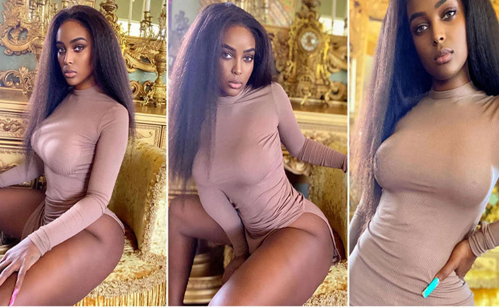 Brazilian Kinky Straight Hair Bundles With Closure Ear to Ear Coarse Yaki Bundles With Frontal Closure Remy Human Hair Extension