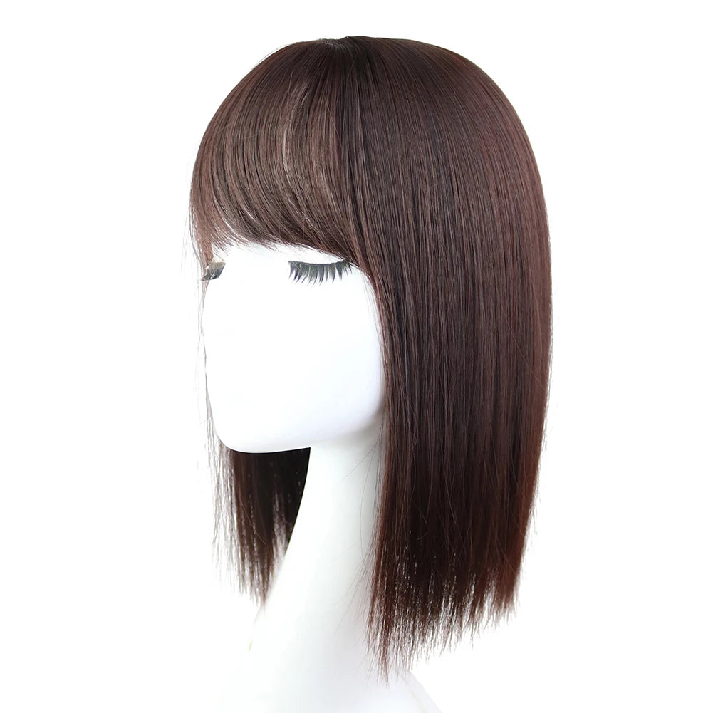 25cm Wig Piece Straight Hair Toppers Hairpiece Anti-Slip Clip In Women Bangs Fringe Natural Hair Extensions Wig