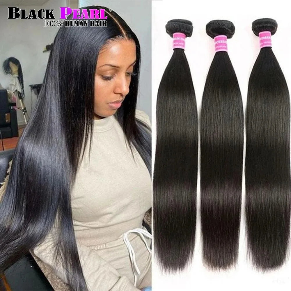 Straight Bundles Human Hair 22 24 26 Inch 12A Brazilian Virgin Human Hair Bundles Straight Hair 100% Unprocessed Human Hair #1B