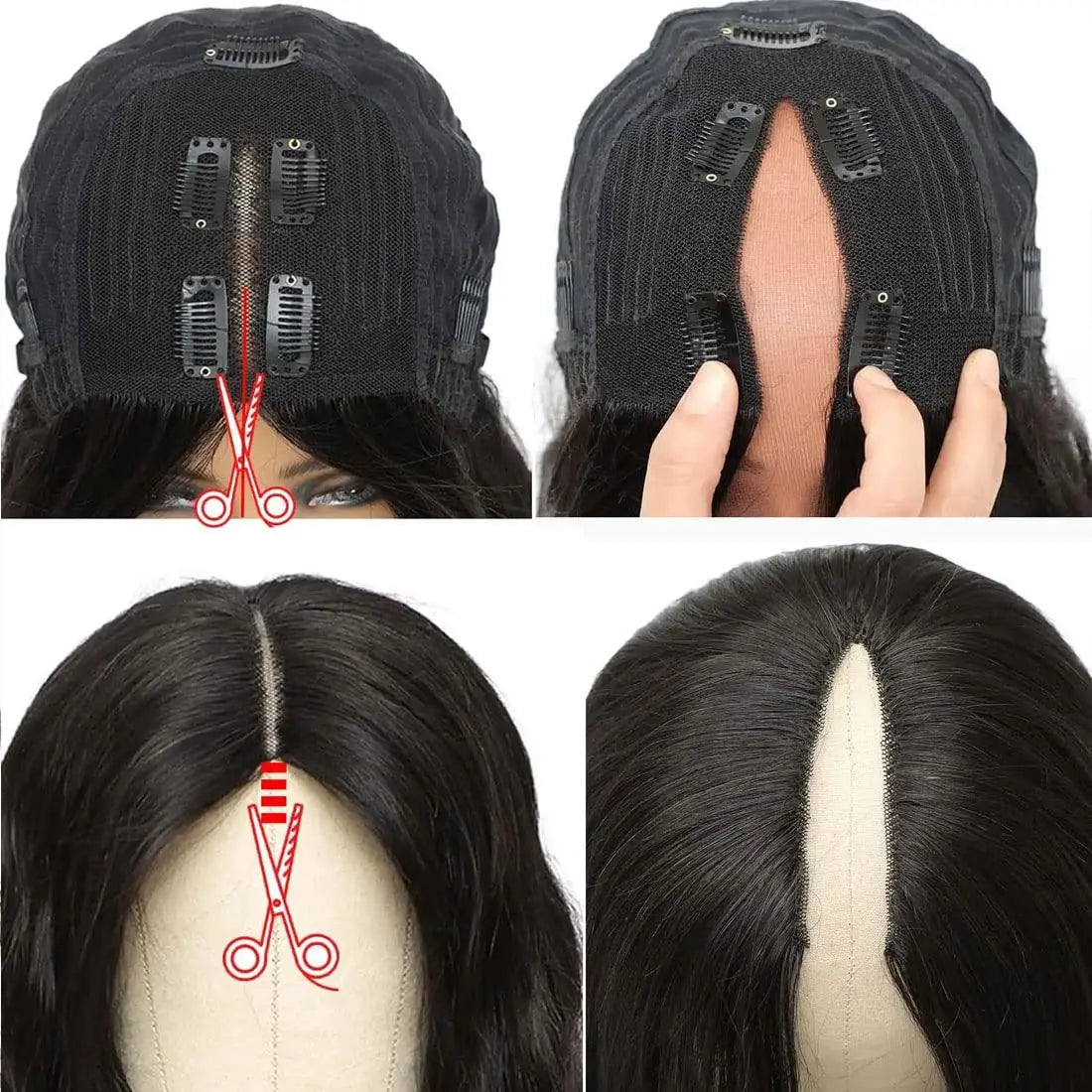 Malaysian Body Wave V Part Wig Human Hair Full Machine Made 180% Natural Black V Part Human Hair Wigs For Women Natural Color