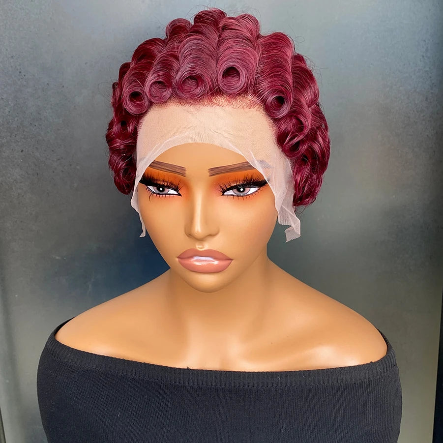 Human Hair Wig Pixie Cut Wig Short Bob Curly Pre Plucked 13x4 Lace Front Wigs Human Hair