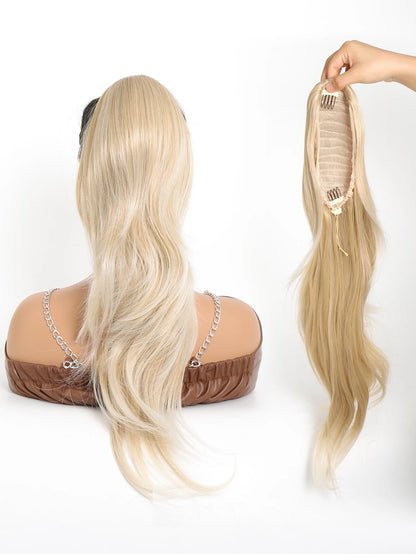 Ponytail Extensions 24 Inch Long Hair Extension Natural Wavy Drawstring Tail Synthetic Hairpiece for Women Daily Use party