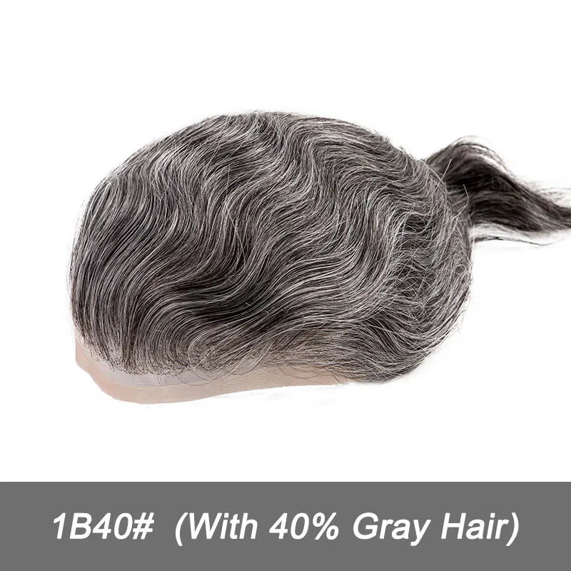 Men Wig Natural Haline Lace Front with Mono Top 6" Men's Capillary Prothesis Durable Toupee Men Wigs For Man Virgin Hair Toupee