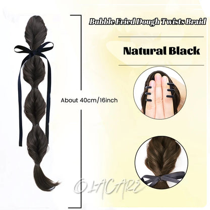 Ponytail Extension Bow Claw Curly Wavy Clip in Hairpiece Ponytail Hair Extensions Long Pony Tail Synthetic for Women Girl Daily