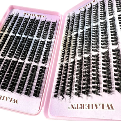 Faux Mink Eyelashes 540Cluster C Curled 9-16mm Mixed Natural Eyelash Extension 3D Russian Strip Personal Eyelash Makeup Tool