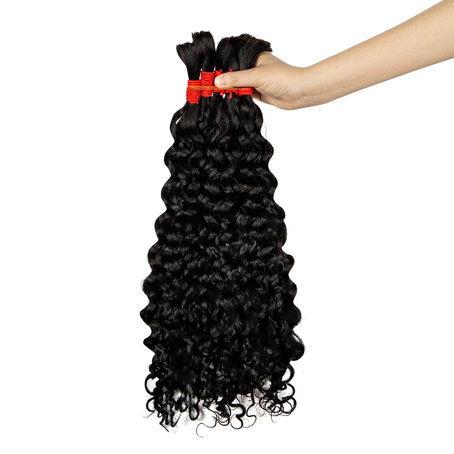 Deep Wave Bulk Human Hair for Boho Braids No Weft 100% Virgin Human Hair Bulk for Braiding Curly Extension Bundles for Women