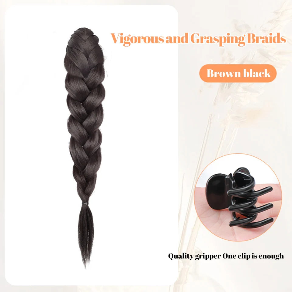 Ponytail Extension Bow Claw Curly Wavy Clip in Hairpiece Ponytail Hair Extensions Long Pony Tail Synthetic for Women Girl Daily