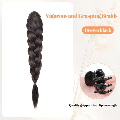 Ponytail Extension Bow Claw Curly Wavy Clip in Hairpiece Ponytail Hair Extensions Long Pony Tail Synthetic for Women Girl Daily