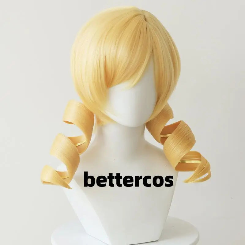 Puella Magi Madoka Magica Tomoe Mami Cosplay Wig Golden Blonde Synthetic Wavy Hair Women Wigs Costume Party Prop