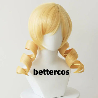 Puella Magi Madoka Magica Tomoe Mami Cosplay Wig Golden Blonde Synthetic Wavy Hair Women Wigs Costume Party Prop