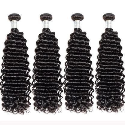 30Inch Deep Wave 1 3 4 Bundles Deal Malaysian Hair Weave Bundles 100% Virgin Human Depp Water Curly Bundles Extensions Tissage