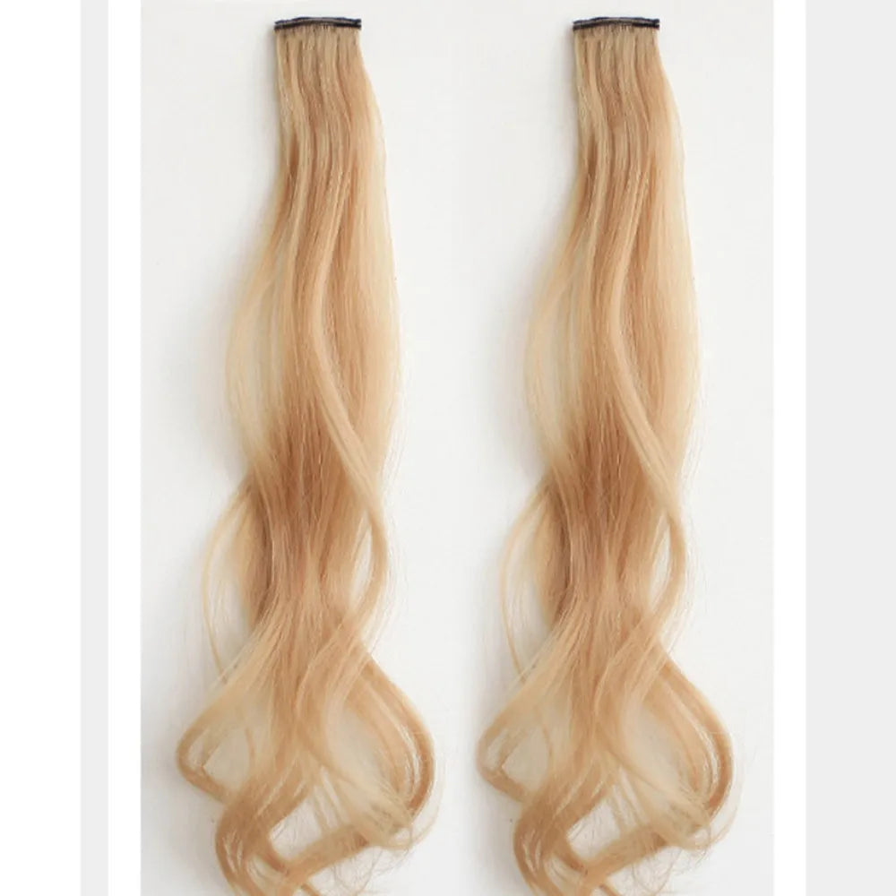 Synthetic Wigs 1 Pair 50Cm Fashion One-piece Slightly Curly Highlights Wig Natural Seamless Hair Accessories