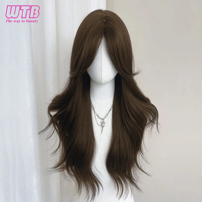 Syntietic WIGS Popular Black Long Deep Wave Hair Lolita Wigs With Bangs Synthetic Wig For Women Fashion Thick Curls Wigs Girl