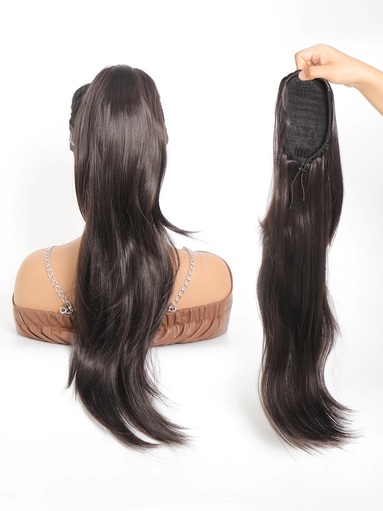 Ponytail Extensions 24 Inch Long Hair Extension Natural Wavy Drawstring Tail Synthetic Hairpiece for Women Daily Use party