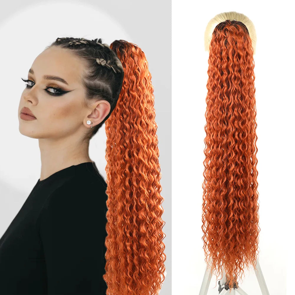 Long Curly Ponytail Extensions Synthetic Horse tails Curly False Tail For Women 32Inch Hairpiece Ponytail Hair Extensions