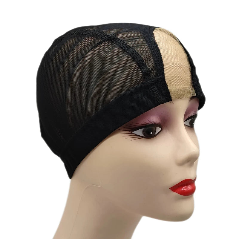 1PC 2X4 inch U part MONO/Lace Spandex Mesh Dome Wig Cap For Making wig Elastic Dome Mesh Cap small holes Dome caps for men women