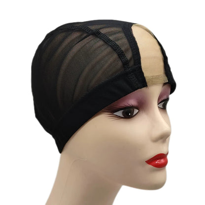 1PC 2X4 inch U part MONO/Lace Spandex Mesh Dome Wig Cap For Making wig Elastic Dome Mesh Cap small holes Dome caps for men women