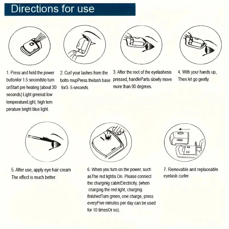 Heated Eyelash Curler Electric Lash Curler Long Lasting Natural Curling USB Rechargeable Quick Heating Eye Lashes Curling Tool