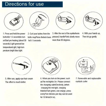 Heated Eyelash Curler Electric Lash Curler Long Lasting Natural Curling USB Rechargeable Quick Heating Eye Lashes Curling Tool