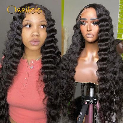 Loose Deep Wave Wigs 13x4/13x6 Transparent Lace Front Human Hair Wigs Pre Plucked Brazilian Deep Curly Lace Front Wigs for Women
