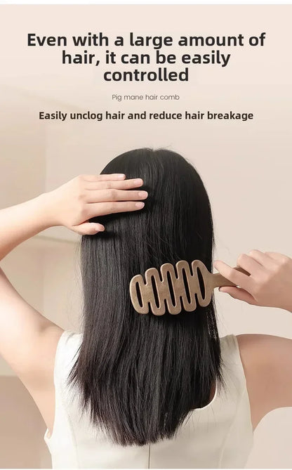 Boar Bristle Hair Comb Hollow Detangling Hair Brush Women Scalp Massage Brush Curly Hairbrush Salon Hairdressing Styling Tools