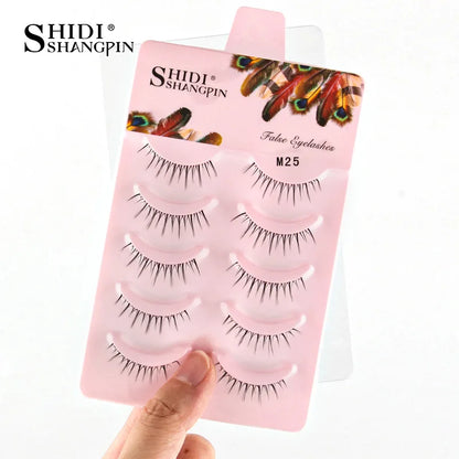 Manga Lashes 5 Pairs Anime Cosplay Faux Mink Lashes Korean Natural short Full Strip Lashes Clear Band Soft Eyelashes Extension