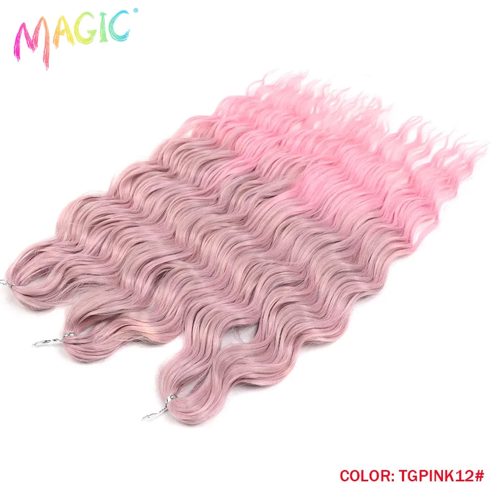 Magic Hair Synthetic Loose Deep Wave Braiding Hair Extensions 24 Inch Water Wave Braid Hair Ombre Blonde Twist Crochet Curly Hai